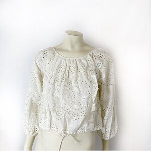 Joie Eyelet Ruffle Blouse Lace Size Size XS